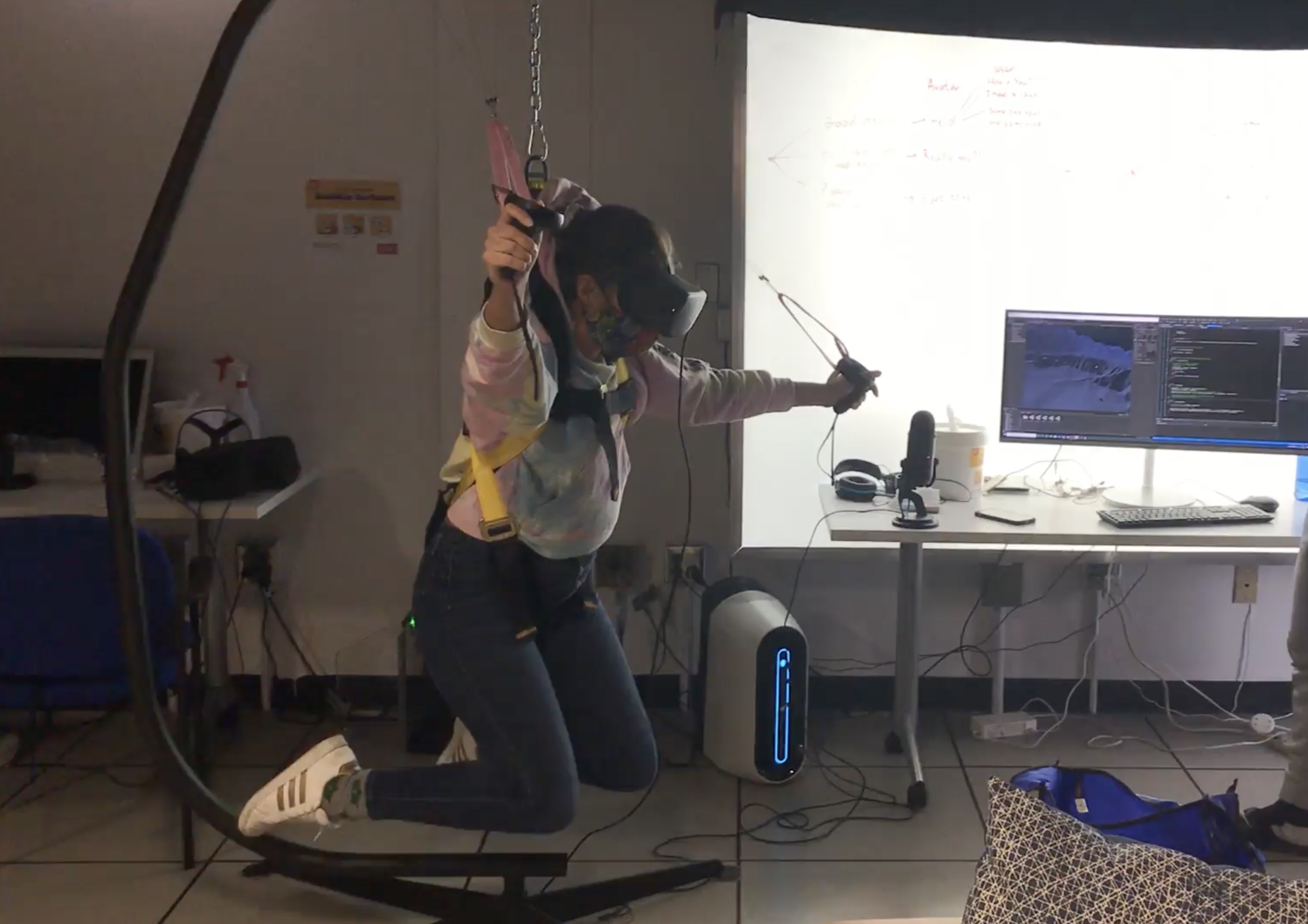 Immersive multi-sensory VR simulation of parachute training.