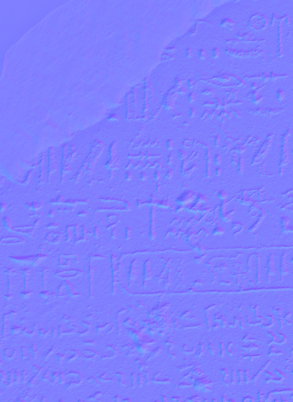 Rosetta Stone normal map texture used in digital epigraphy and material analysis